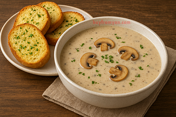 Garlic Bread and Mushroom Soup